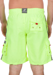 Men's Contrast Striped Solid Color Swim Trunks for Surfing and Skating