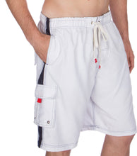 Load image into Gallery viewer, Men&#39;s Contrast Striped Solid Color Swim Trunks for Surfing and Skating
