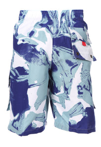 Multi Color Wave Design Skate Surf Board Short / Swim Trunks