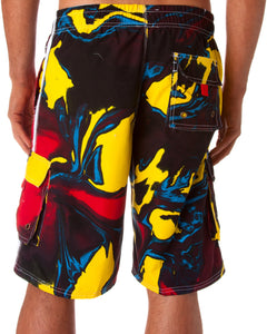 Multi Color Wave Design Skate Surf Board Short / Swim Trunks