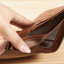 Load image into Gallery viewer, Genuine Leather Rfid Protection Wallets for Men Vintage Thin Short Multi Function ID Credit Card Holder Money Bag
