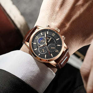 LIGE – montre à Quartz décontractée en cuir pour homme, marque de luxe, cuir végétalien, importé, nouvelle collection 2023