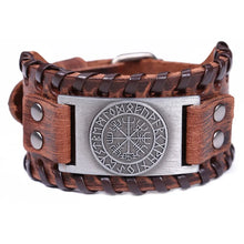 Load image into Gallery viewer, Retro Wide Leather Pirate Compass Bracelet
