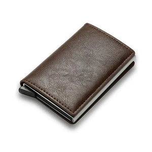 RFID Black Magic Trifold Leather Slim Mini Wallet - Cuir végétalien - Importé