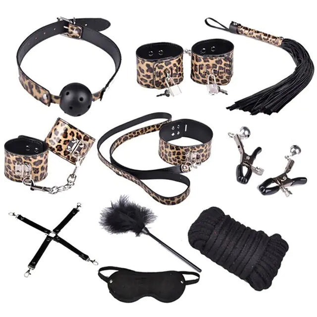 10 Pcs Ensembles de bondage en cuir Produit sexuel - Cuir végétalien - Importé