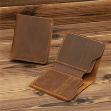 Charger l&#39;image dans la galerie, Simple Mad Horse Leather Men&#39;s Bag, Real Cow Leather Card Bag, Simple Retro ID Card, Driver&#39;s License Zero Mens Wallet
