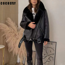 Load image into Gallery viewer, High Quality Woman&#39;s Faux Leather Fur Coat - Vegan leather - Imported
