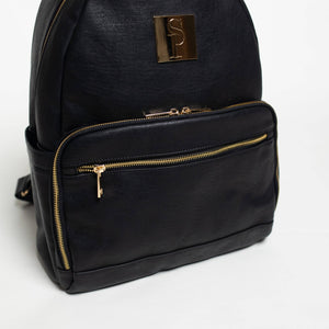 Black Leather Carrier Backpack