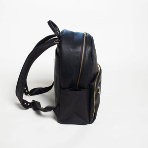 Black Leather Carrier Backpack