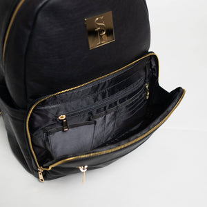 Black Leather Carrier Backpack