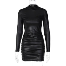 Load image into Gallery viewer, Be So Faux Real Faux Leather Ruched Mini Dress
