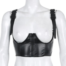 Cargar imagen en el visor de la galería, Gothic Punk Leather Crop Top Exudes Edge
