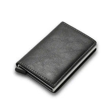 Charger l&#39;image dans la galerie, RFID Black Magic Trifold Leather Slim Mini Wallet - Cuir végétalien - Importé
