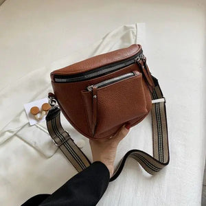 Vintage Leather Crossbody Shoulder Bag - Vegan leather - Imported