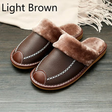 Load image into Gallery viewer, Men&#39;s Warm Leather Slippers - Vegan leather - Imported
