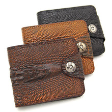 Load image into Gallery viewer, Mens Wallet Leather Genuine Short Purse Billetera Hombre Men Wallets Vintage Style Cartera Hombre Crocodile Money Small Wallet
