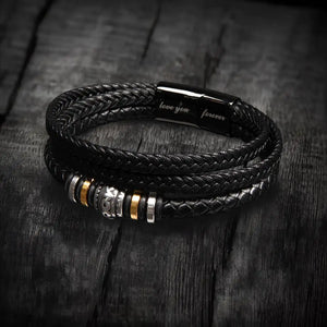 Braided Leather Bracelet Jewelry Gift - Vegan leather - Imported