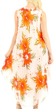 Charger l&#39;image dans la galerie, Back view of Aba Women&#39;s Casual Summer Floral Print Sleeveless Loose Dress Cover-up with vibrant orange flowers, perfect for beachwear.
