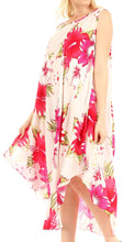 Charger l&#39;image dans la galerie, Aba Women&#39;s Casual Summer Floral Print Sleeveless Loose Dress, ideal beach cover-up with vibrant red and green floral design.
