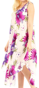 Aba Women's Sleeveless Floral Print Summer Dress with Scoop Neck, Loose Fit, and Vibrant Colors