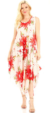 Charger l&#39;image dans la galerie, Aba Women&#39;s Casual Summer Floral Print Sleeveless Loose Dress Cover-up with scoop neck and red floral pattern.
