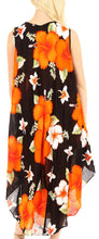 Charger l&#39;image dans la galerie, Aba Women&#39;s Casual Summer Floral Print Sleeveless Loose Dress Cover-up in vibrant orange, black, and white floral pattern.
