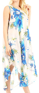 Aba Women's Casual Sleeveless Floral Print Loose Summer Dress with Scoop Neck