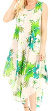 Charger l&#39;image dans la galerie, Aba Women&#39;s Casual Summer Floral Print Sleeveless Loose Dress in green and white
