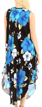 Charger l&#39;image dans la galerie, Back view of Aba Women&#39;s Casual Summer Floral Print Sleeveless Loose Dress, featuring a vibrant blue and white floral pattern.

