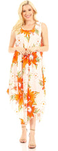 Charger l&#39;image dans la galerie, Model wearing Aba Women&#39;s Casual Floral Print Sleeveless Loose Dress, perfect for summer as a stylish cover-up. One size fits US 0-16W.

