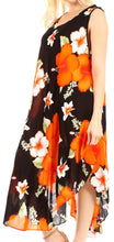 Charger l&#39;image dans la galerie, Aba Women&#39;s Casual Summer Floral Print Sleeveless Loose Dress Cover-up with scoop neck, featuring vibrant orange and white flowers.
