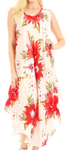 Charger l&#39;image dans la galerie, Aba Women&#39;s Casual Sleeveless Summer Floral Print Loose Dress Cover-up with red flowers, perfect for beachwear or casual outings.
