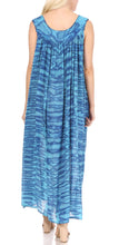 Charger l&#39;image dans la galerie, Blue sleeveless scoop neck dress with sequin embroidery, lightweight rayon fabric, worn as a cover-up or loungewear.
