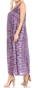 Adele Sequin Embroidered Scoop Neck Sleeveless Dress in purple, lightweight rayon fabric, relaxed fit, versatile summer wear.