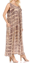Charger l&#39;image dans la galerie, Adele Sequin Embroidered Scoop Neck Sleeveless Dress in brown pattern, perfect as a summer cover up or loungewear, one size fits 0-4X.

