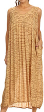 Charger l&#39;image dans la galerie, Model wearing Adele sequin embroidered scoop neck sleeveless dress, beige color, lightweight rayon, perfect summer cover-up.

