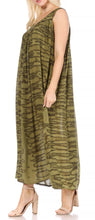 Charger l&#39;image dans la galerie, Woman wearing green Adele sequin embroidered scoop neck sleeveless dress, side view with relaxed fit, suitable as cover up or loungewear.
