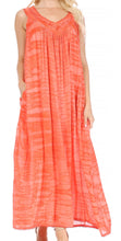 Charger l&#39;image dans la galerie, Adele sequin embroidered sleeveless orange dress cover up with scoop neck, perfect for summer, fits US size 0-4X, lightweight rayon fabric.
