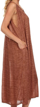 Charger l&#39;image dans la galerie, Sleeveless brown dress with sequin embroidery, scoop neck, and lightweight fabric. Perfect as a summer dress or swimsuit cover up.
