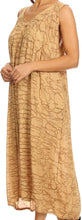 Charger l&#39;image dans la galerie, Woman wearing a brown scoop neck sleeveless dress with sequin embroidery, perfect for summer or as a swimsuit cover up.
