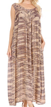 Charger l&#39;image dans la galerie, Adele sequin embroidered scoop neck sleeveless dress cover up in lightweight rayon with relaxed fit and striped pattern, perfect for summer.
