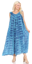 Charger l&#39;image dans la galerie, Adele Sequin Embroidered Blue Scoop Neck Sleeveless Dress, lightweight rayon, one size fits all, perfect for summer.
