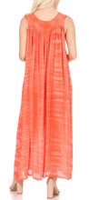 Charger l&#39;image dans la galerie, Back view of a sleeveless orange summer maxi dress with scoop neck, perfect as a cover-up or loungewear. Lightweight rayon fabric.
