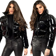 Load image into Gallery viewer, Shiny PU Leather Winter Jacket - Vegan leather - Imported
