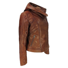 Cargar imagen en el visor de la galería, Fashion Women&#39;s Hooded Vegan leather Jacket
