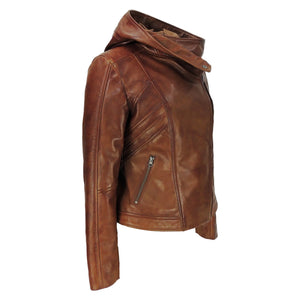 Fashion Women's Hooded Vegan leather Jacket