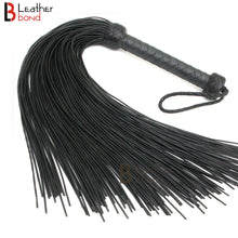 Load image into Gallery viewer, Real Genuine Cow Hide Leather Lace Flogger - 100 Falls Black Heavy &amp; Stingy Whip
