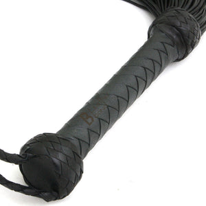 Real Genuine Cow Hide Leather Lace Flogger - 100 Falls Black Heavy & Stingy Whip