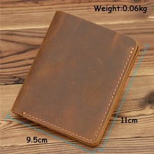 Charger l&#39;image dans la galerie, Simple Mad Horse Leather Men&#39;s Bag, Real Cow Leather Card Bag, Simple Retro ID Card, Driver&#39;s License Zero Mens Wallet
