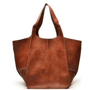 Bolso de hombro retro de lujo: Tote casual de cuero PU - Cuero vegano - Importado